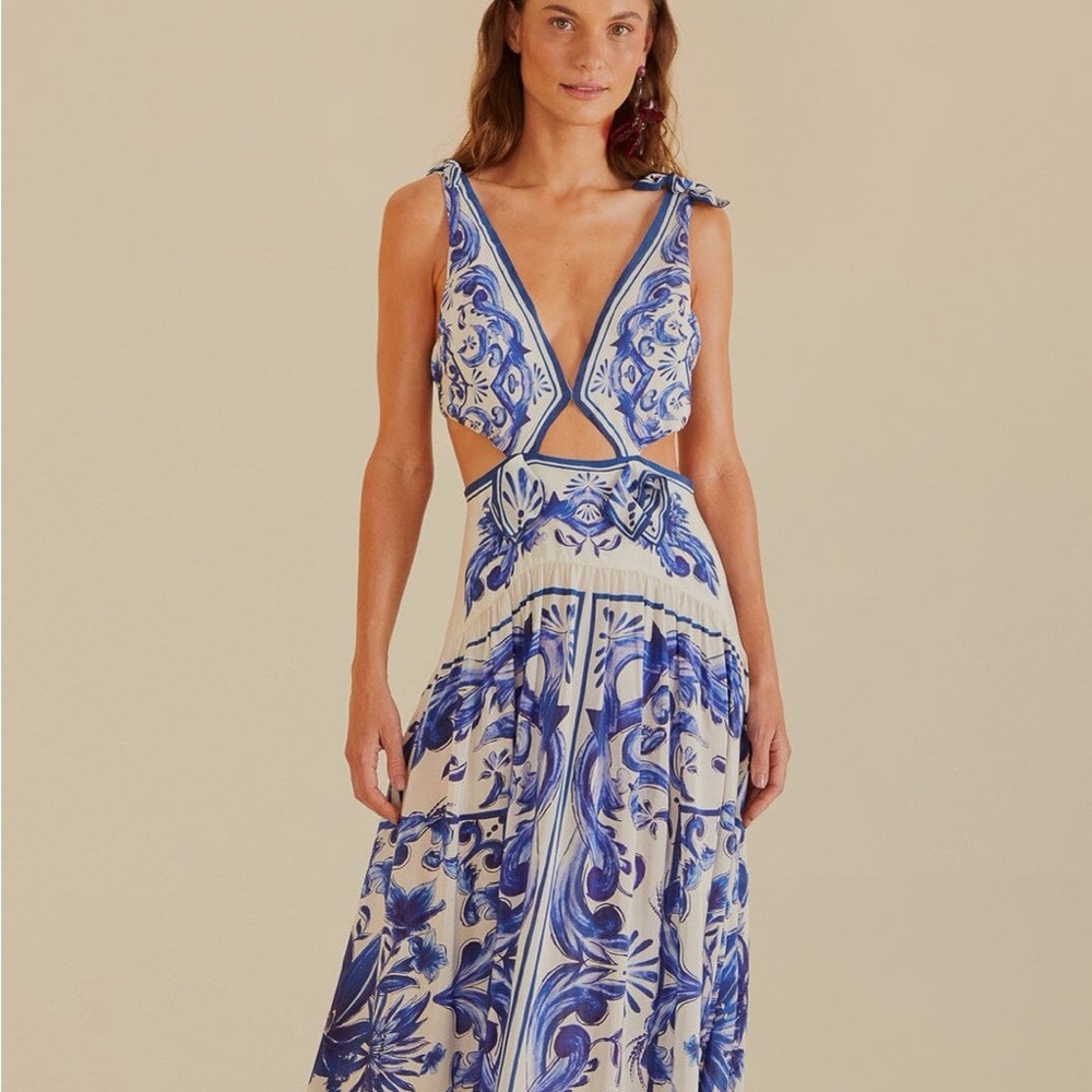 Farm Rio Garden Tiles Dress
